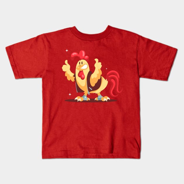 Funny Rooster Kids T-Shirt by Mako Design 